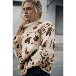 Zara Floral Jacquard Knit Sweater Multicolored